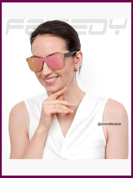 Rimless Mirrored One Piece Lens Sunglasses UV400 Protection